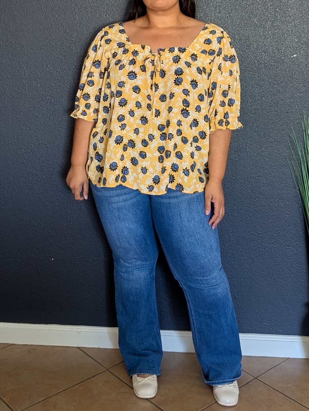 Zac & Rachel Yellow Floral Blouse